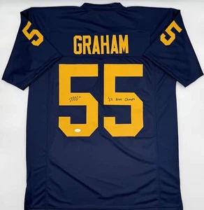 Mason Graham Autographed & Inscribed Michigan Navy Custom Football Jersey JSA Co - Picture 1 of 1