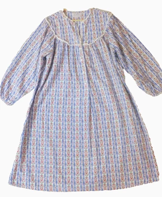 Lanz of Salzburg Nightgown Womens Large Blue Floral Knee Length 100% Cotton - Image 1 of 4