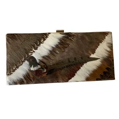 Cartera clutch vintage años 60 boho pájaro y pluma Foto 1 de 4