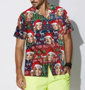 Lustiges individuelles Gesicht Weihnachten 02 individuelles Hawaiihemd - Bild 1 von 4