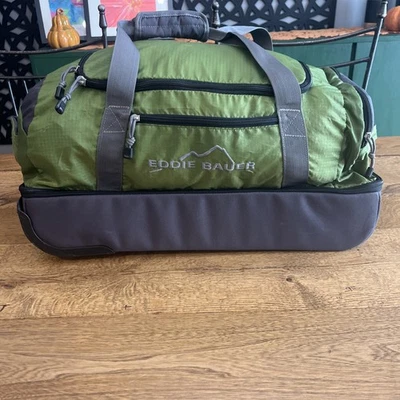 Eddie Bauer GATE 21 Rolling Hard Bottom Duffel Bag Suitcase Extend Handle Green - Image 1 of 4
