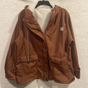 Carhartt Men's Jacket Sherpa-Lined Hooded Utility Jacket 2XL Brown - Picture 1 of 14