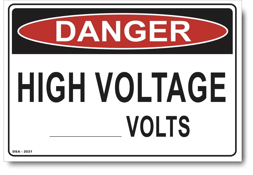 Danger High Voltage ..... Volts Sign - Imagen 1 de 1