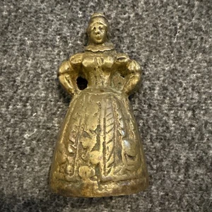 Vintage Brass Victorian Lady Bell w/ Legs & Feet Clapper 3” tall - Picture 1 of 3