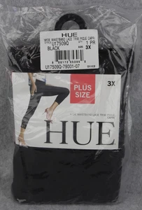 NEU Hue Capri-Leggings breiter Bund Spitzenbesatz Piqué 3X schwarz U17509Q - Bild 1 von 5