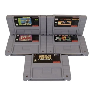 SNES Game Lot of 5 Good Condition TazMania, Paperboy, TopGear, Ms. PacMan, WOF - Picture 1 of 9