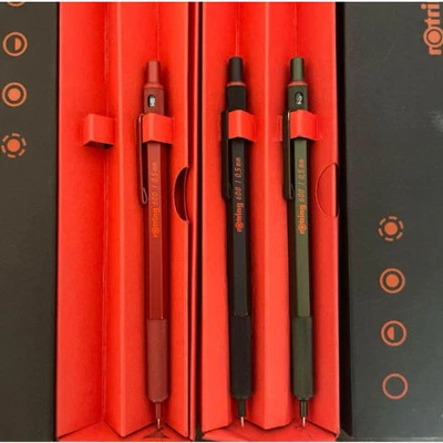 Lápiz mecánico Rotring 600 3 piezas tipo Knock (rojo, negro, verde camuflaje) Foto 1 de 4