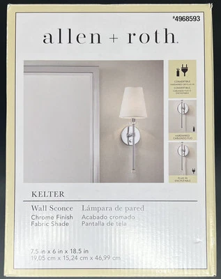 Allen And Roth Kelter Wall Sconce New Chrome Finish Fabric Shade 4968593 - Image 1 of 3