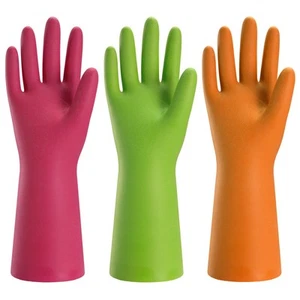 3 Pairs Rubber Cleaning Gloves for Household - Reusable Dishwashing Gloves fo... - Picture 1 of 6