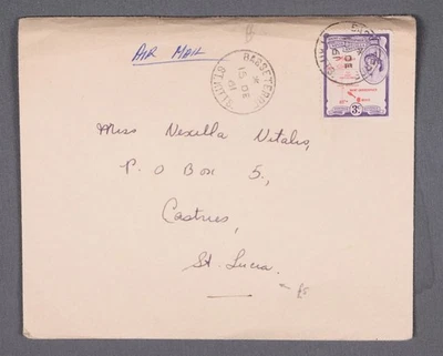 MayfairStamps St Kitts 1961 巴塞特到圣卢西亚航空邮件封面 aau_83011 — 第 1/2 张图片