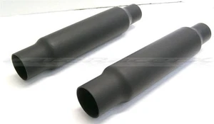 TUBOS SILENCIADORES DE ESCAPE NEGROS PLANOS CORTOS CHOPPER BOBBER CAFE RACER UNIVERSALES - Imagen 1 de 11