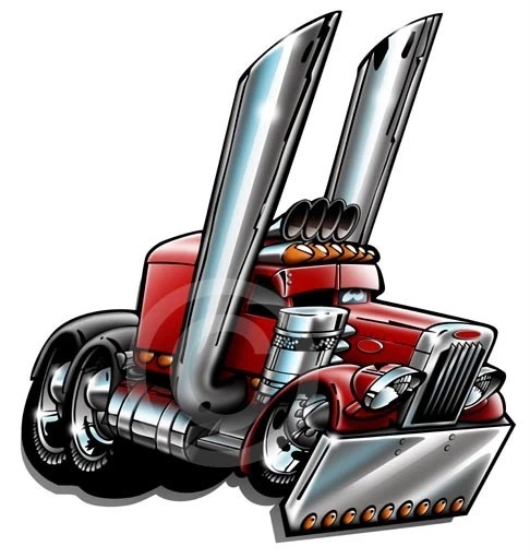 Peterbilt Big Rig Semi Truck Hauler Mens Short Sleeve Cartoon Tshirt 1029 - Image 1 of 1