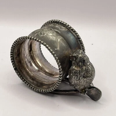 Servilleta antigua Van Bergh plato de plata pájaro en una Wishbone Foto 1 de 4