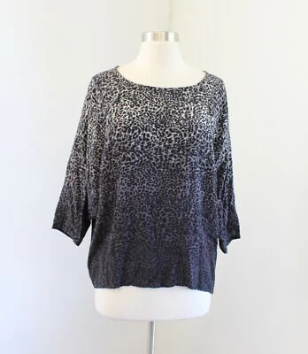 Joie Fonda Gray Silk Animal Print Dolman Sleeve Top Blouse Size M Ombre - Image 1 of 4