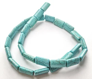 Stein,  28 Rechtecke Strang Türkis 10 x 15 x 5 mm, Strang 40 CM (58/5) - Bild 1 von 3