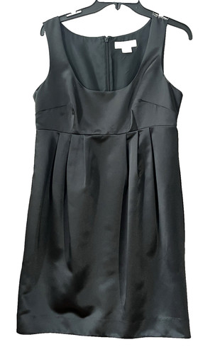 Abito Michael Kors nero raso vita impero bolla plissettato foderato taglia 10