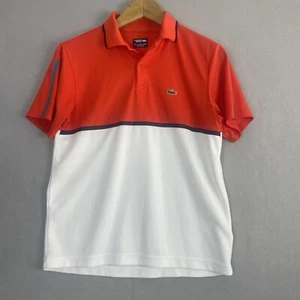 Lacoste Boys Polo Shirt Size 16 Colorblock Red White Blue Ultra Dry Sport Tennis - Picture 1 of 10