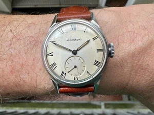 Orologio Uomo Vintage Movado Acc 30mm Ref: 14829 Cal.470 Parapolvere Militare - Foto 1 di 16