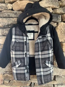 Abercrombie Kids Hooded Fleece Lined Plaid Coat 5/6 - Picture 1 of 5