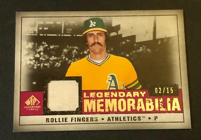 2008 SP Legendary Cuts ROLLIE FINGERS Worn Game Used Jersey/15 Oakland As ⚾ HOF - Image 1 of 2