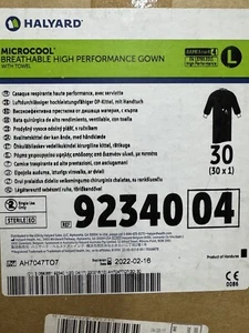 BOX HALYARD 92340 AAMI LV4 GOWN MICROCOOL  BREATHABLE HIGH PERFORMANCE - LARGE - Picture 1 of 1