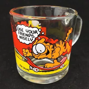 Tazza promozionale McDonalds Garfield Odie 1978 vintage vetro usa saggiamente i tuoi amici - Foto 1 di 5