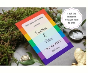 Invitación para boda, LGTB wedding card. Invitación gay. Gay invitation - Imagen 1 de 6