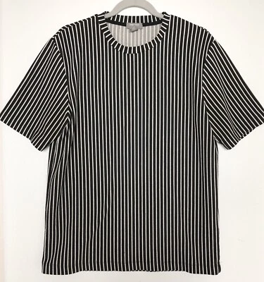 Camiseta Forever 21 Para Hombre L Negro Blanco Rayas Pullover Manga Corta Cuello Redondo Foto 1 de 4