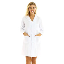 Mens Women Long Sleeve Scrubs Lab Coat  Medical Nurse Doctor Uniform White Coat