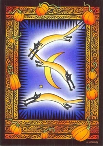 Postal Halloween: Feliz Día de la Calabaza por Kim Mallory, Gatos y Calabazas, Sello - Imagen 1 de 2