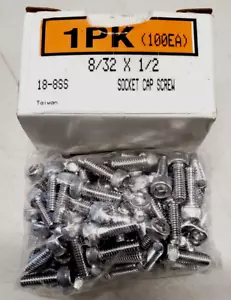 New 8/32 x 1/2" Socket Cap Screw, 18-8 Stainless Steel (100ea) - Picture 1 of 3