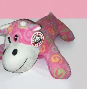 Peluche Peek A Boo mucca rosa peluche multicolore vortici 15 pollici etichetta floppy - Foto 1 di 10