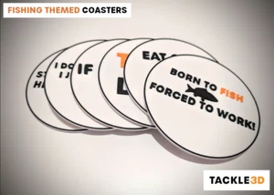 Fishing Themed Coasters - Pack of 6 Coasters with Holder - Picture 1 of 11