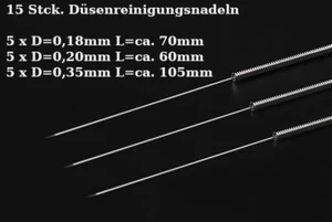 15-tlg Reinigungs-Nadel-Set für Airbrush & 3D Drucker Nozzel Ø 0,2mm bis 0,4mm - Bild 1 von 1
