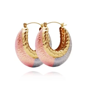 "Damen Tri-Color Hohl Creolen - Gold, Silber & Rose, 46 mm | Elegant - Bild 1 von 11