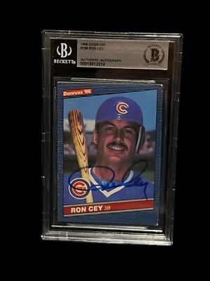 RON CEY CUBS SIGNED AUTOGRAPH 1986 DONRUSS BASEBALL CARD #198 BAS BECKETT (214) - Image 1 of 2