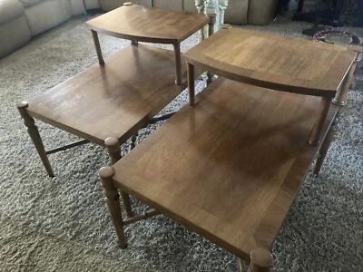 Mid Century Modern Pair of Lane Bamboo Step End Tables Altavista - Image 1 of 4