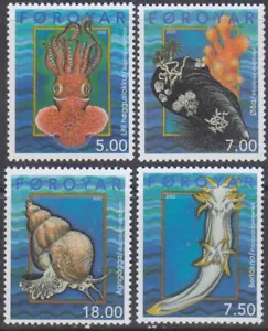 FEROE ISLANDS Sc # 409-12 CPL MNH JUEGO DE 4 - VARIOS MOLUSCOS - Imagen 1 de 1