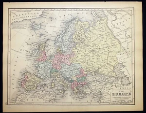 Antique Map 1865 Europe Argentine Republic Uruguay Chili Paraguay Mitchell's - Picture 1 of 9