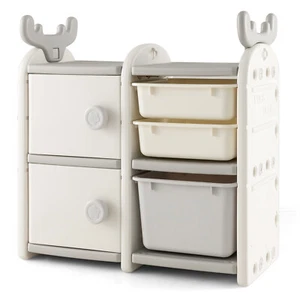 Kids Toy Storage Organizer Toddler Multipurpose Cabinet Bookshelf Chest w/ Bins - Picture 1 of 10