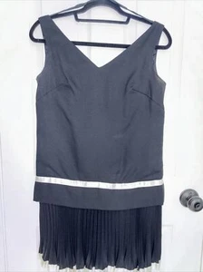 1960s/70s Vintage Accordion Pleat Mini Dress Black Flapper Costume Size 9 Small - Picture 1 of 11
