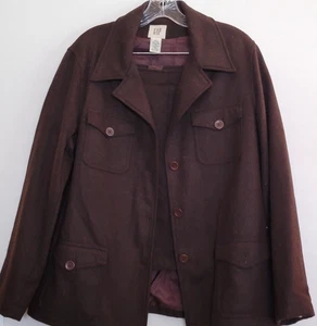 Vintage Gap 90's Brown 2 Pc Wool Blazer & Mini Skirt Suit Set Size L - Picture 1 of 16