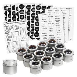 Magnetic Spice Jars for Refrigerator - 3oz Metal Spice Containers with Sift-a... - Picture 1 of 9