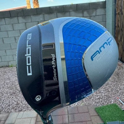 Left Cobra AMP Cell Blue Driver Senior Graphite Shaft Adjustable Loft 46" Cover - Image 1 of 4