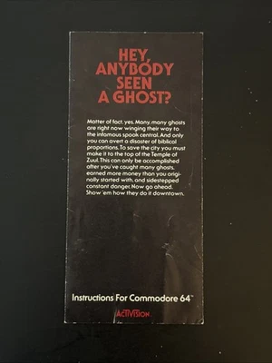Vintage 1984 Ghostbusters Commodore 64 MANUAL ONLY - Image 1 of 2