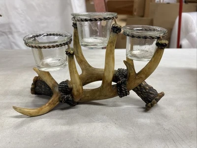 CANDELABRO DE LUZ DE TÉ VOTIVA IMITACIÓN CUERNO DE CIERVO 3 decoración de cabina rústica Foto 1 de 4