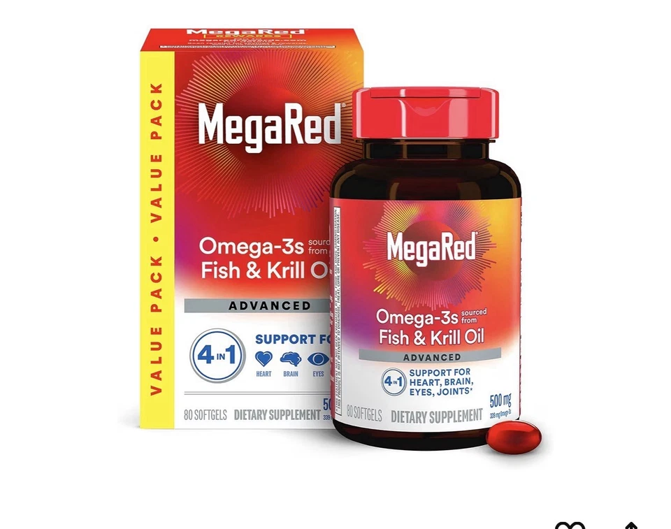 Megared Omega-3 Fish Oil + High Absorption Krill Oil 500mg Softgels - Image 1 of 1
