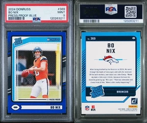 2024 Panini Donruss - Bo Nix Press Proof Blue RC - Denver Broncos #369 MINT 9 - Picture 1 of 3