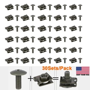 30SET M6 Automotive Bumper Body Bolts and U-Nut Clamp Kit Carbon Steel Fasteners - Bild 1 von 9