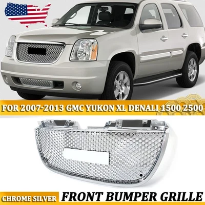 For GMC Yukon/ Yukon XL Denali Style 2007-2014 Front Bumper Upper Grille Chrome Foto 1 de 4